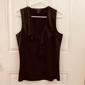 Ann Taylor Black Ruffle V-Neck Sleeveless Blouse - Size 4